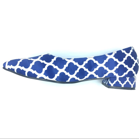 LAST PAIR Indie Designer Satin Print Flats Navy - Picture 7 of 8